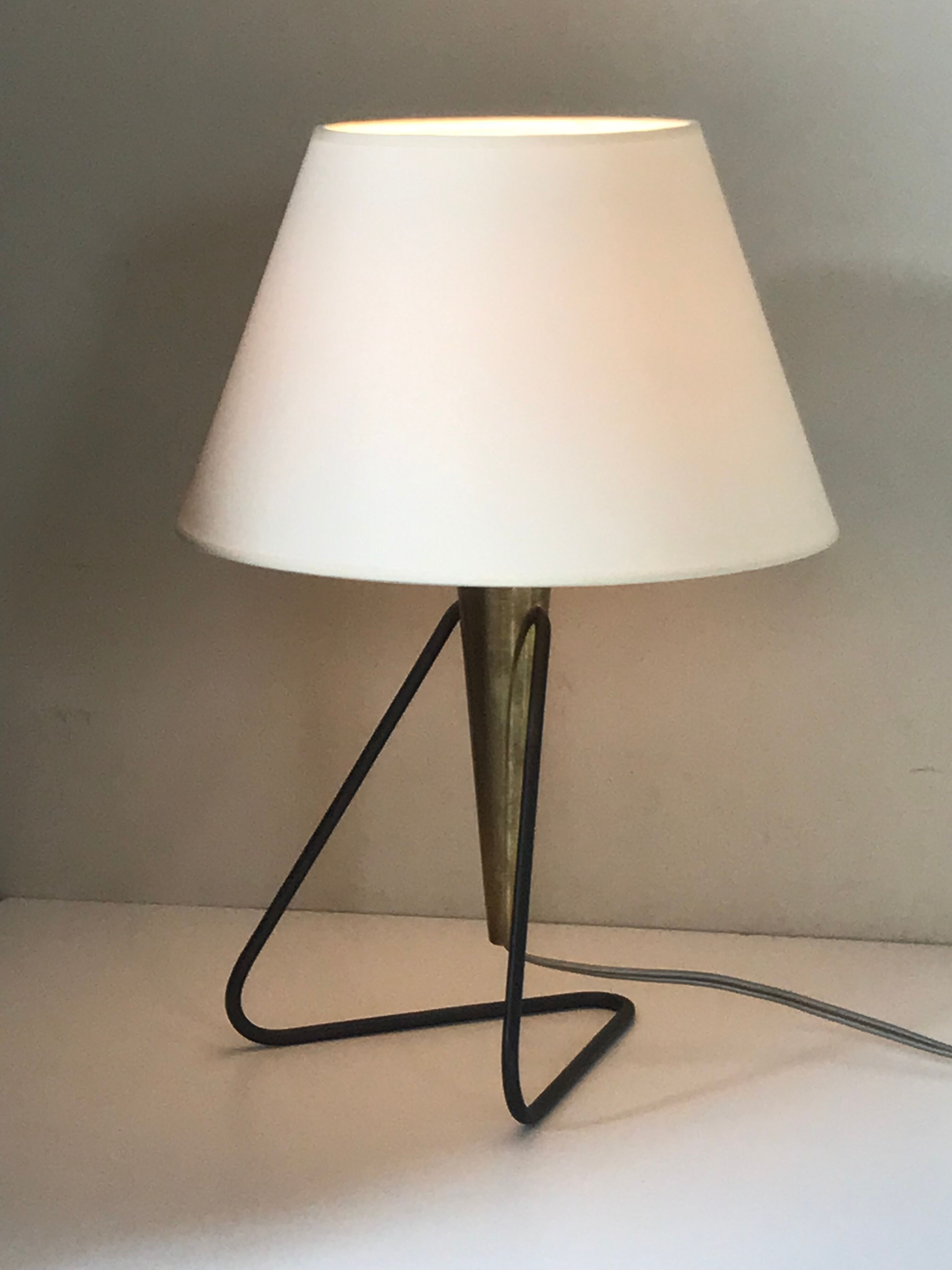 Lampe métal et laiton design 1960