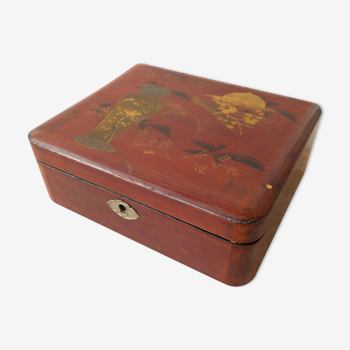 Jewelry box, box mid-nineteenth, lacquered wood Asian inspiration
