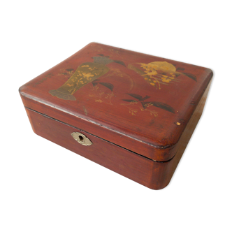 Jewelry box, box mid-nineteenth, lacquered wood Asian inspiration