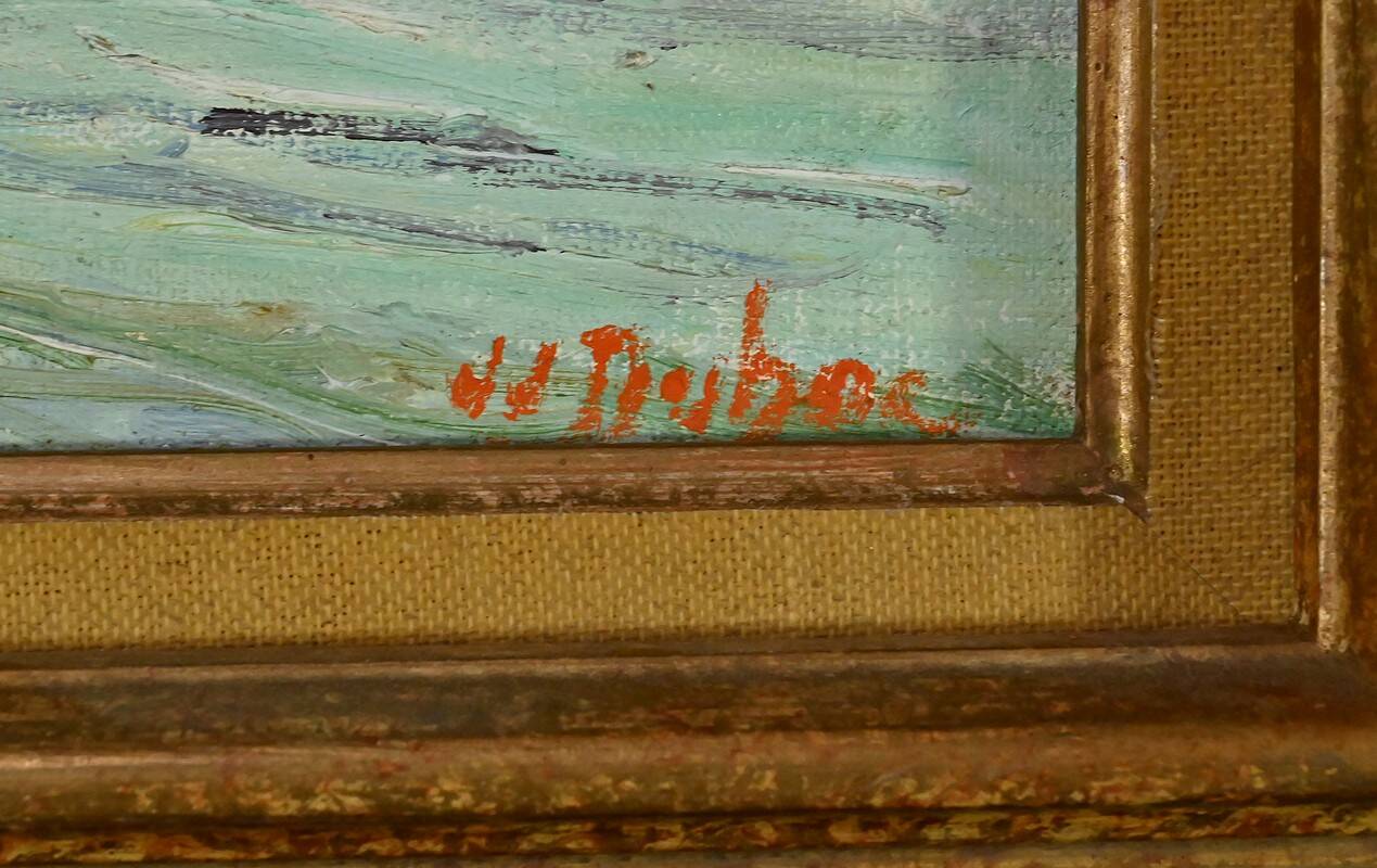 Painting “Petit Port Breton”, signed J.J Duboc – 1980
