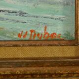 Painting “Petit Port Breton”, signed J.J Duboc – 1980