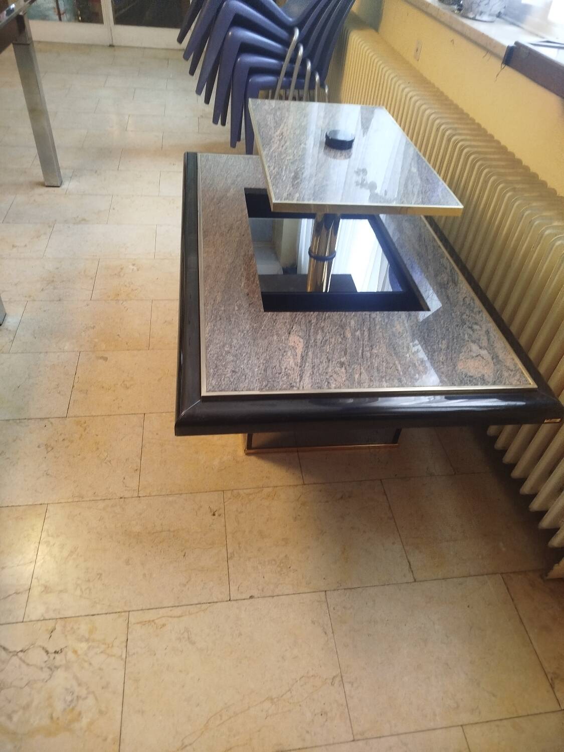 Transformable coffee table in marble and brass – fedam – italian design