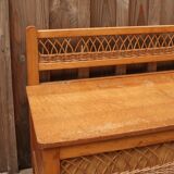 Rattan and wood bench chest