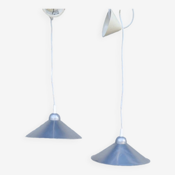 Pair of brushed aluminum pendant lights