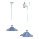 Pair of brushed aluminum pendant lights