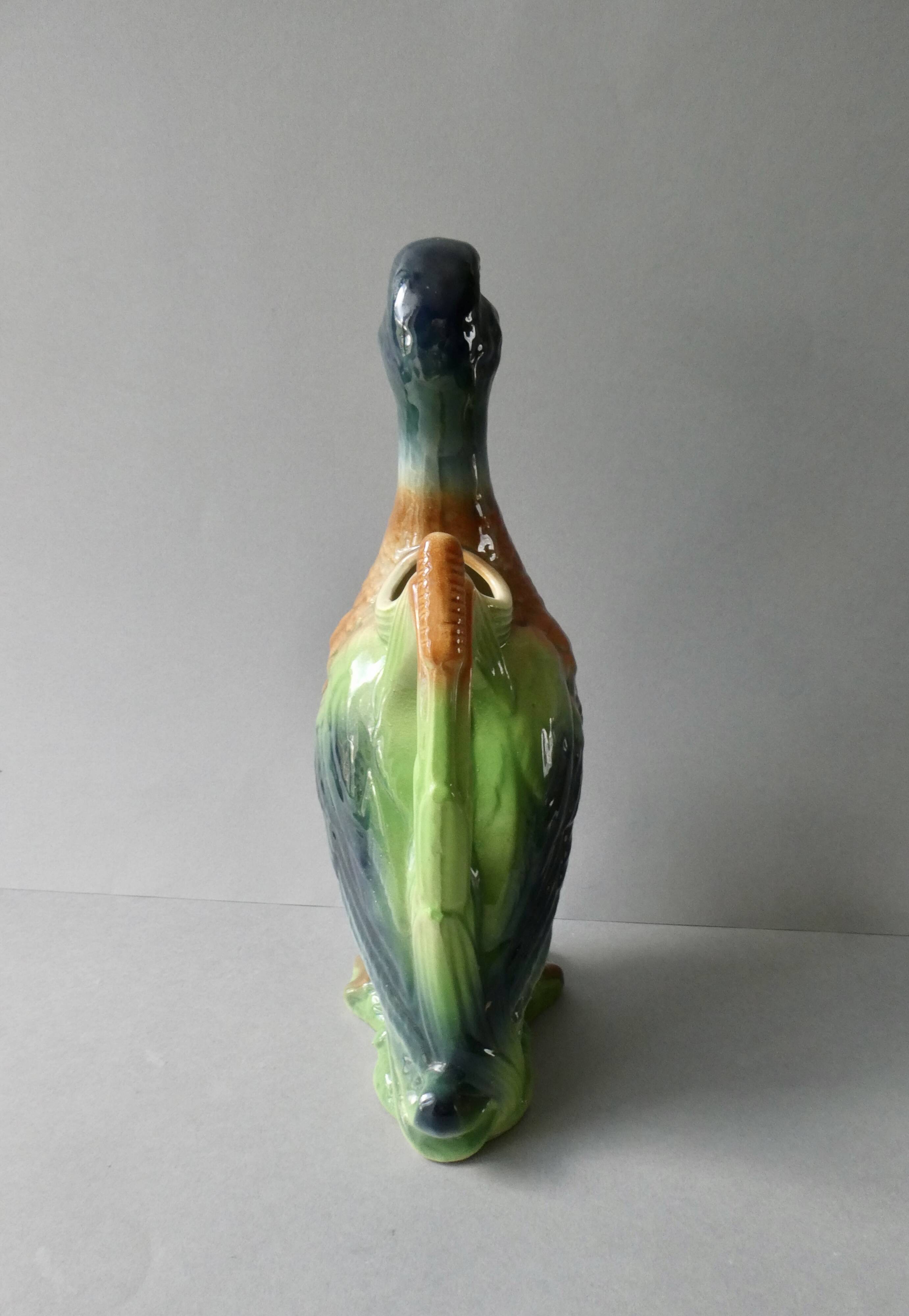 Duck pitcher in slip, Saint Clément France, 1960s