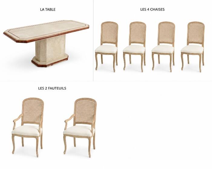 Table chaises fauteuils sam