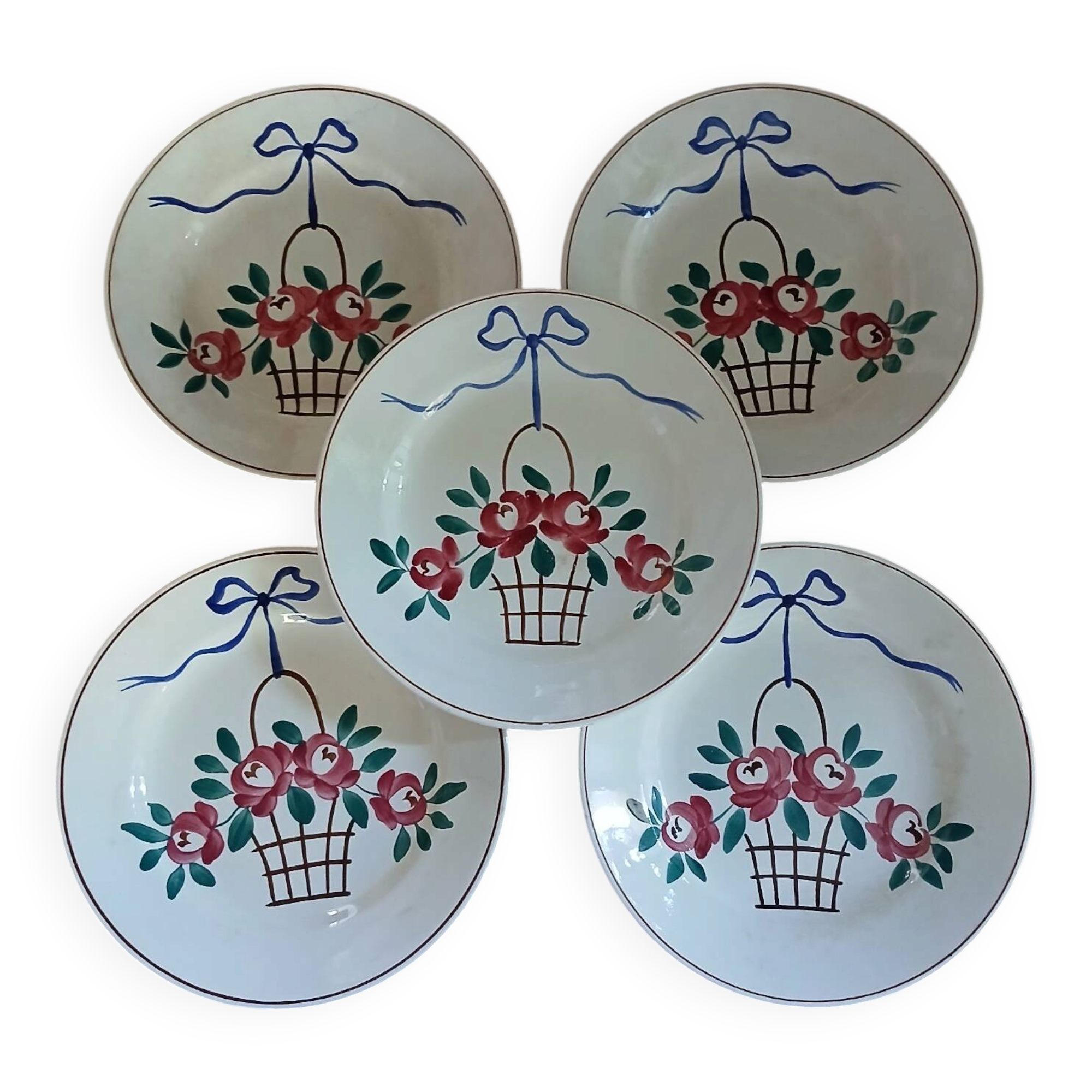 5 antique Longchamp dinner plates