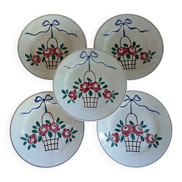 5 antique Longchamp dinner plates