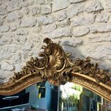 Antique mirror with pediment, 199.5/147cm, late 19th century, beveled glass