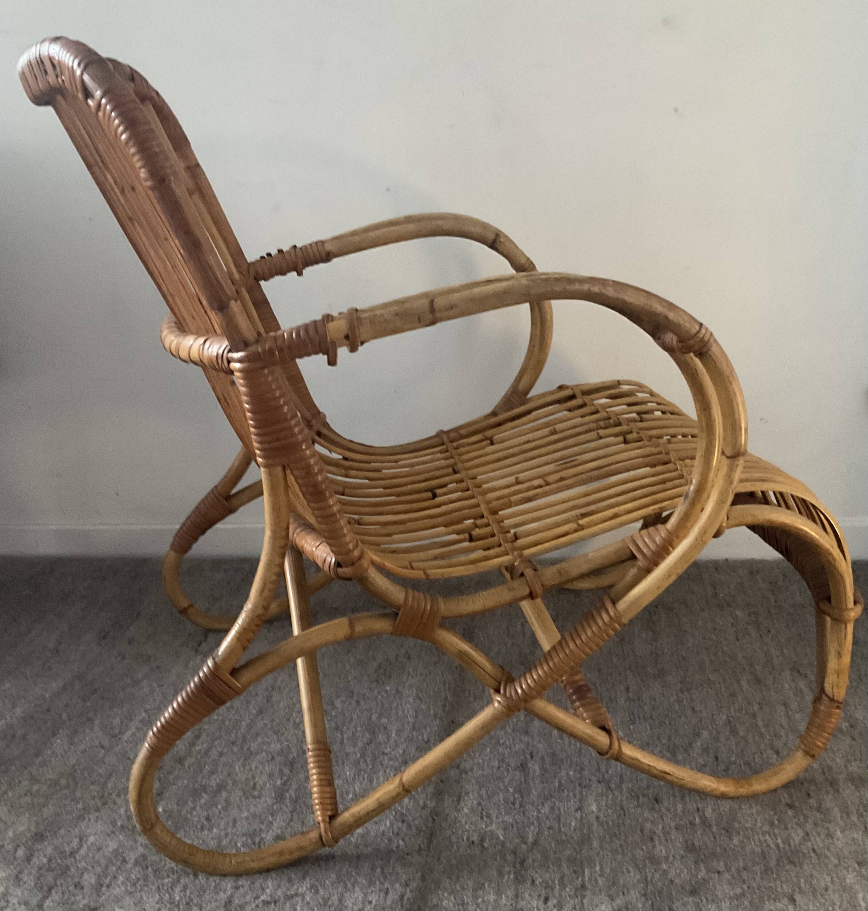 1970s rattan children's armchair