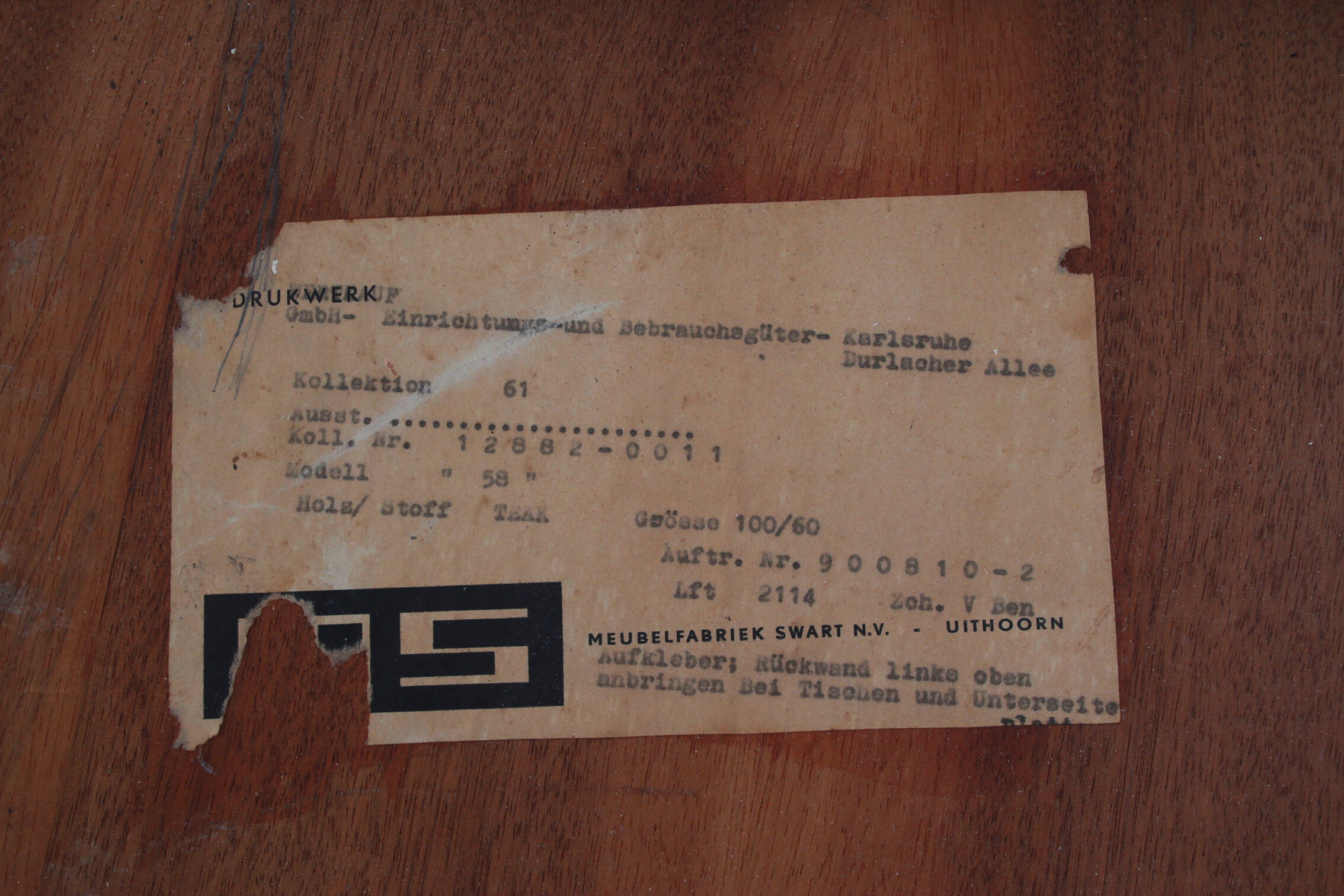 1950s hairpin desk in teak from Netherlands