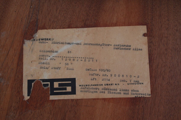 Bureau en épingle à cheveux des années 1950 en teck des Pays-Bas