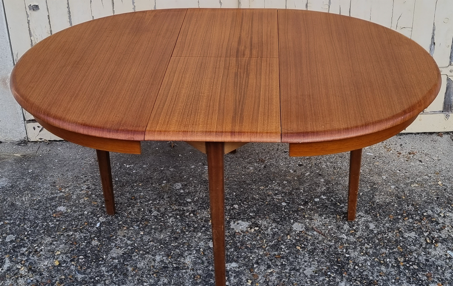 Extendable round dining table, solid wood, vintage, 60s