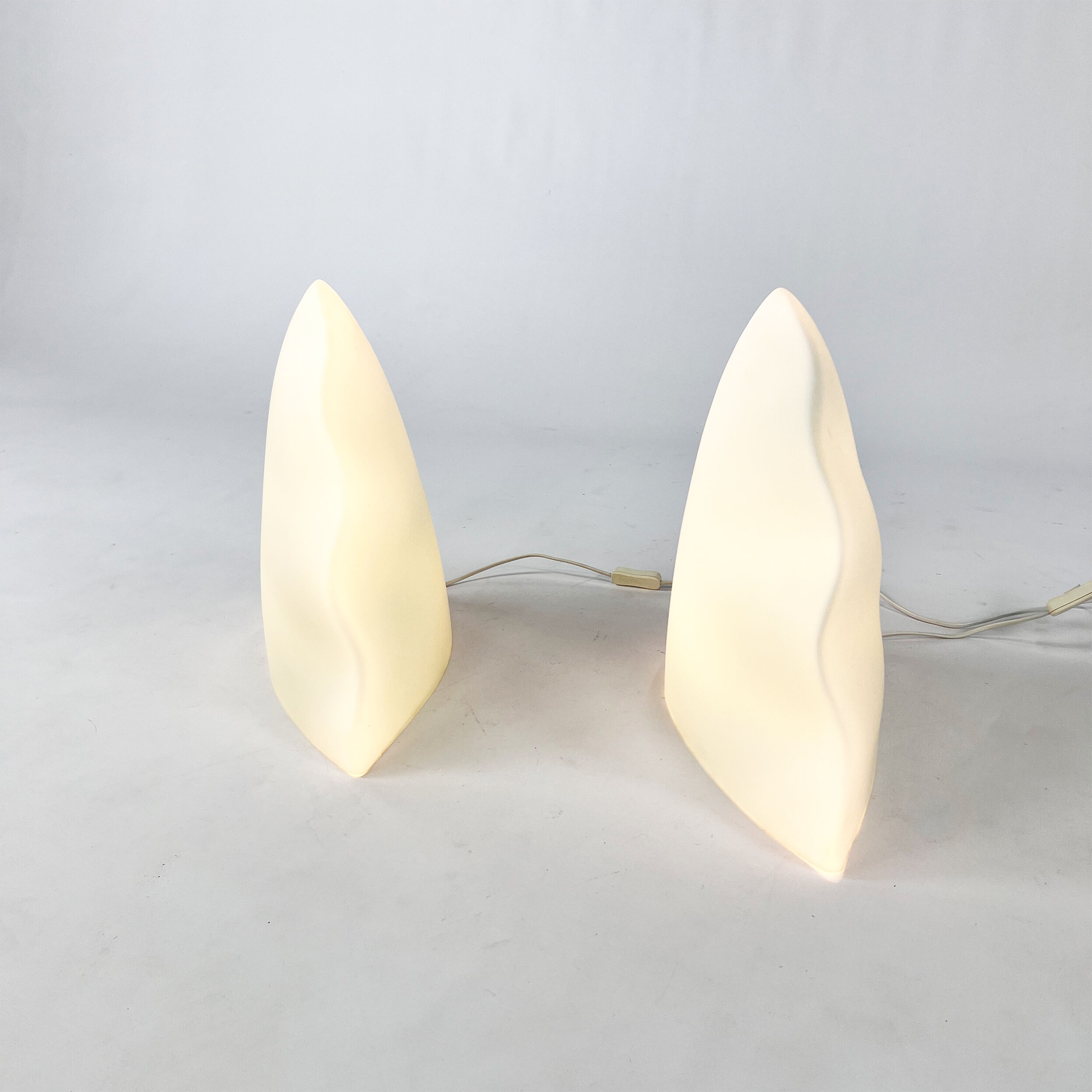 Set of two opaline glass lamps 1980s