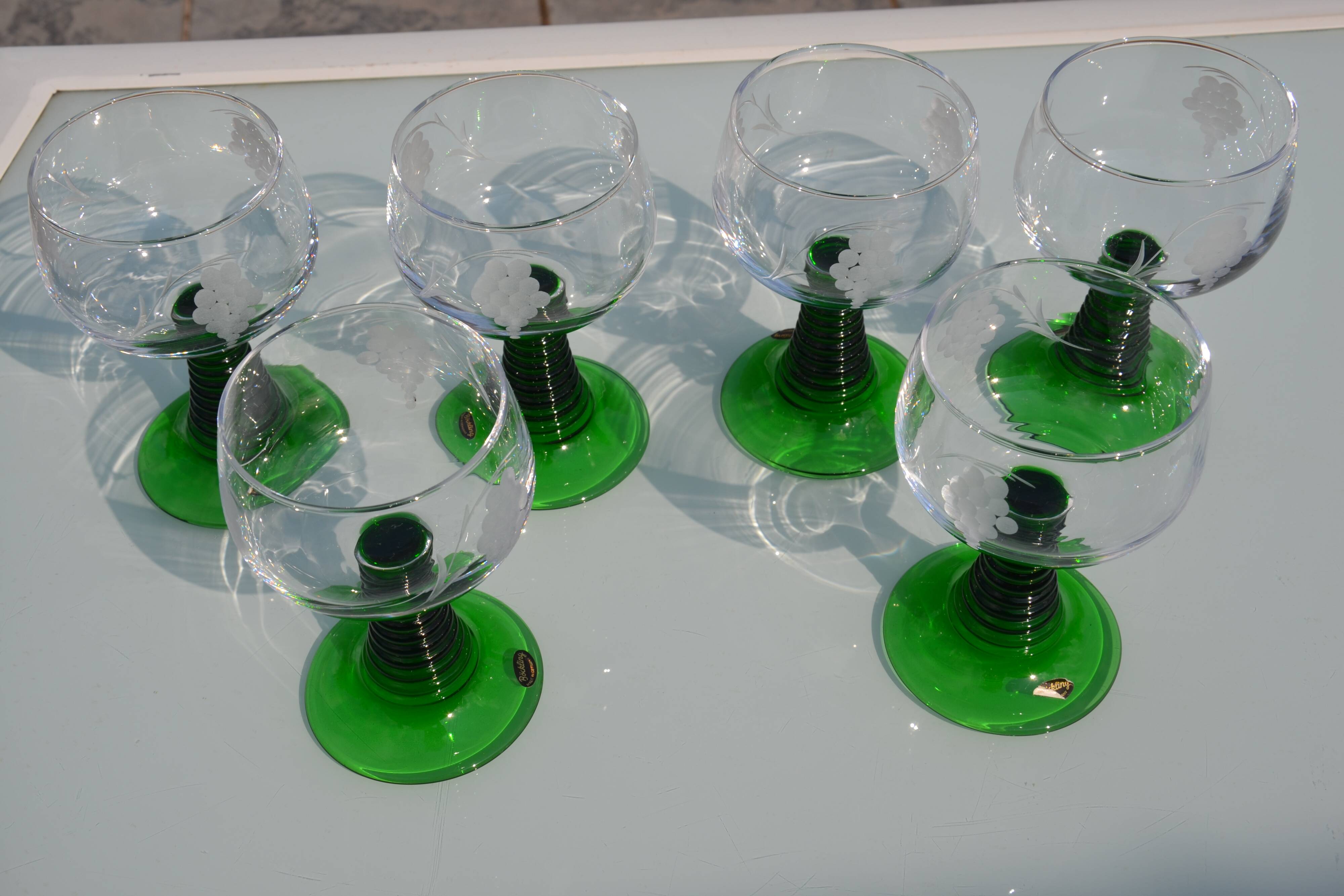 6 large engraved glasses Roemer Böckling Germany
