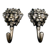 2 brass lion coat hooks 19th century