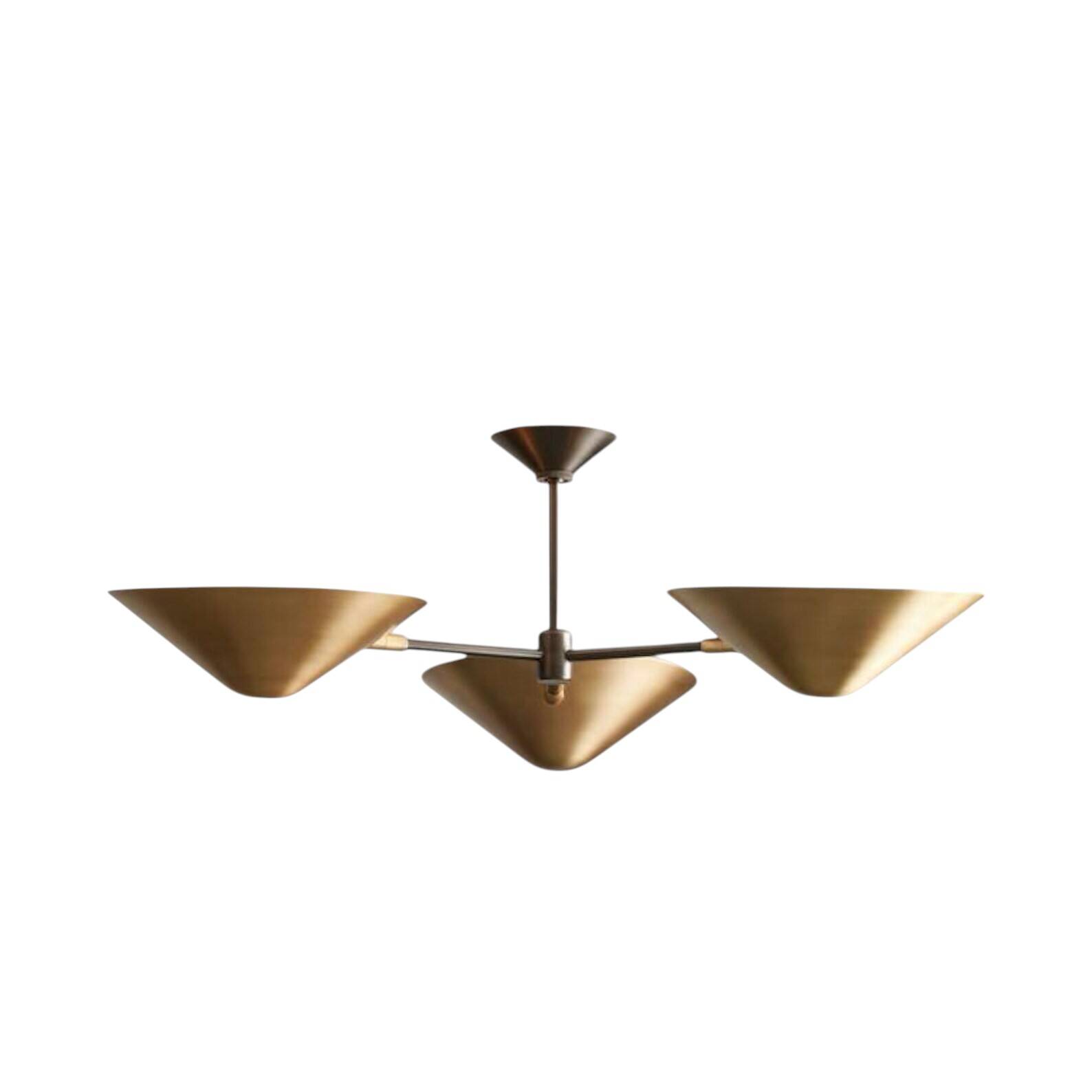 1950s Mid Century Brass Simms 3-Light Sputnik Chandelier – Curved Arm Linea