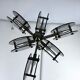 Postmodern brass and thick glass chandelier by Gino Paroldo. Italy 1970s