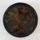 Japanese Art Round Lacquer Tray Gold Phoenix Bird Vintage