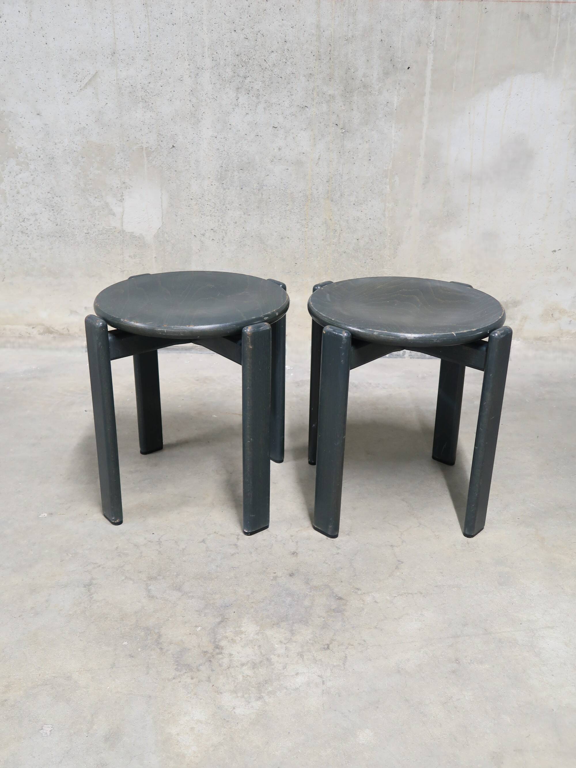 2 solid wood stools