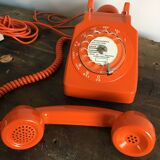S63 orange vintage rotary phone