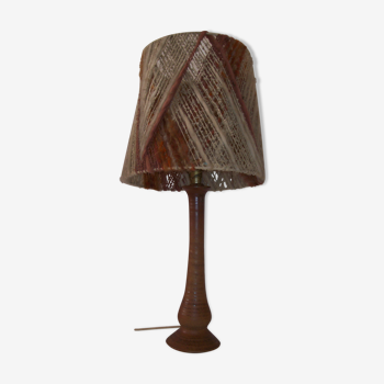 Lampe pied céramique et abat jour en laine