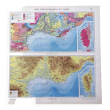Corsica and southern Mediterranean France vintage map 43x43cm from 1950