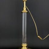 House the dolphin, lamp foot in plexiglass and gold metal design 1970