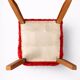 Pair of vintage wooden chairs with red fur effect upholstery – 1950