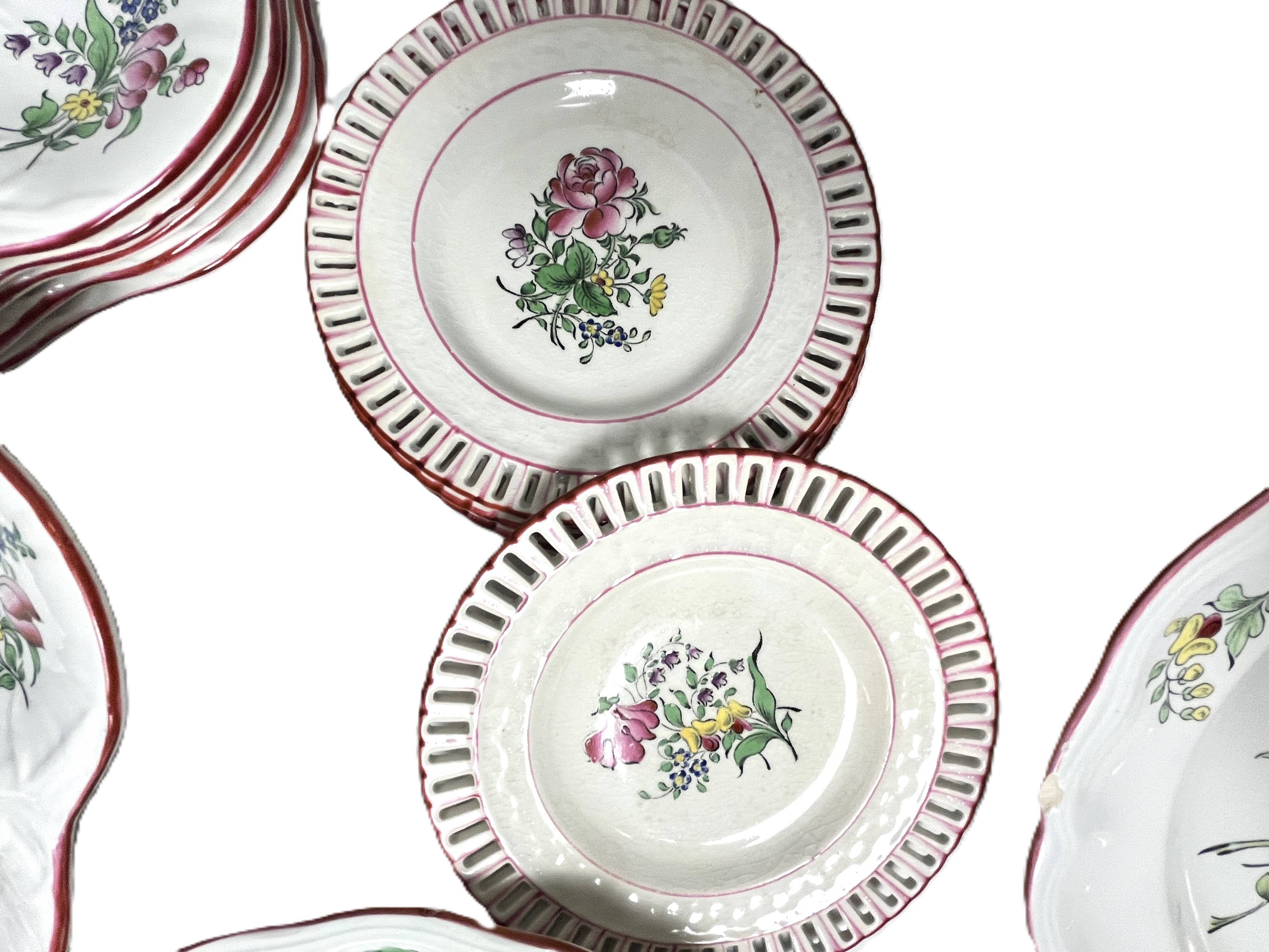 42-piece Lunéville KG tableware set with floral decoration, 20th century
