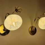 Appliques Verre de Clichy et fleur de nacre