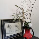 Vase rouge et noir Vallauris