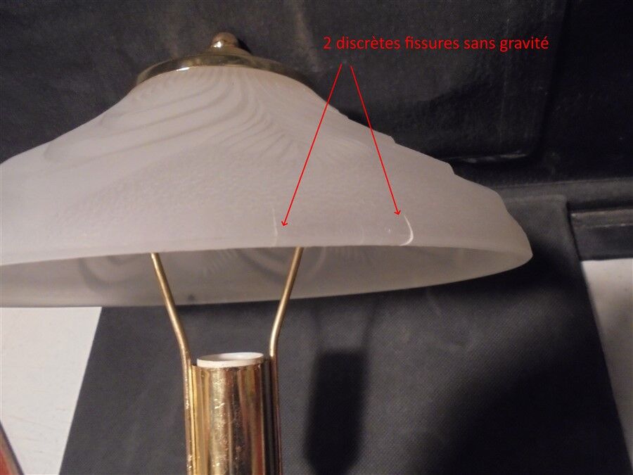 Glass and gilded metal ceiling lamp