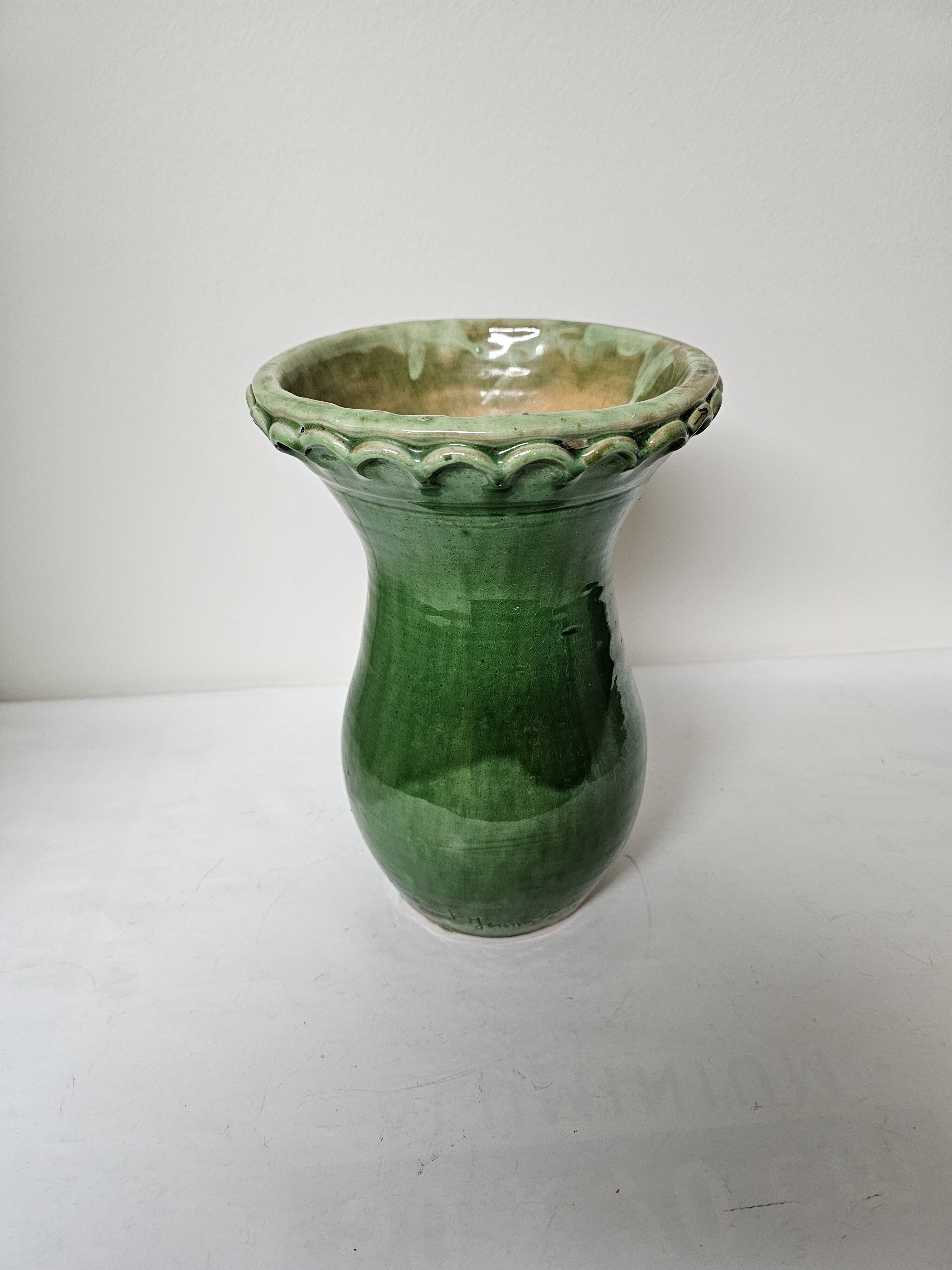 Glazed ceramic vase signed Saint Jean de Fos