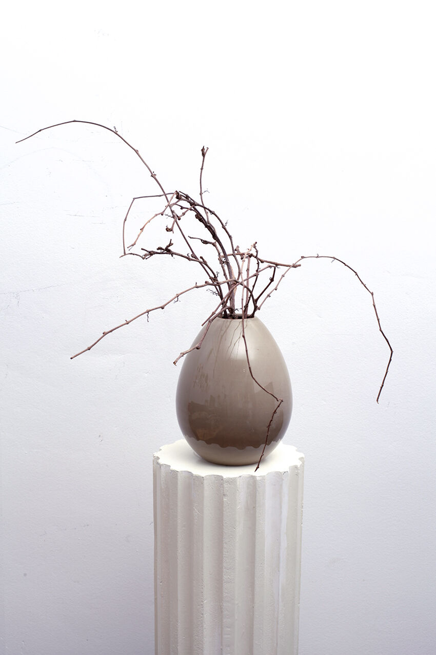 Beige ceramic vase egg shape