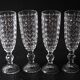 Set of 4 Vintage Pressed Glass Champagne Flutes, Clear Italian Stemware