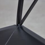 Italian Postmodern Black Leather Dining Chair with "X" Shape, 1980s