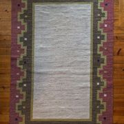 Scandinavian Modern Röllakan Pink and White Flatweave Rug, Sweden, 1960s