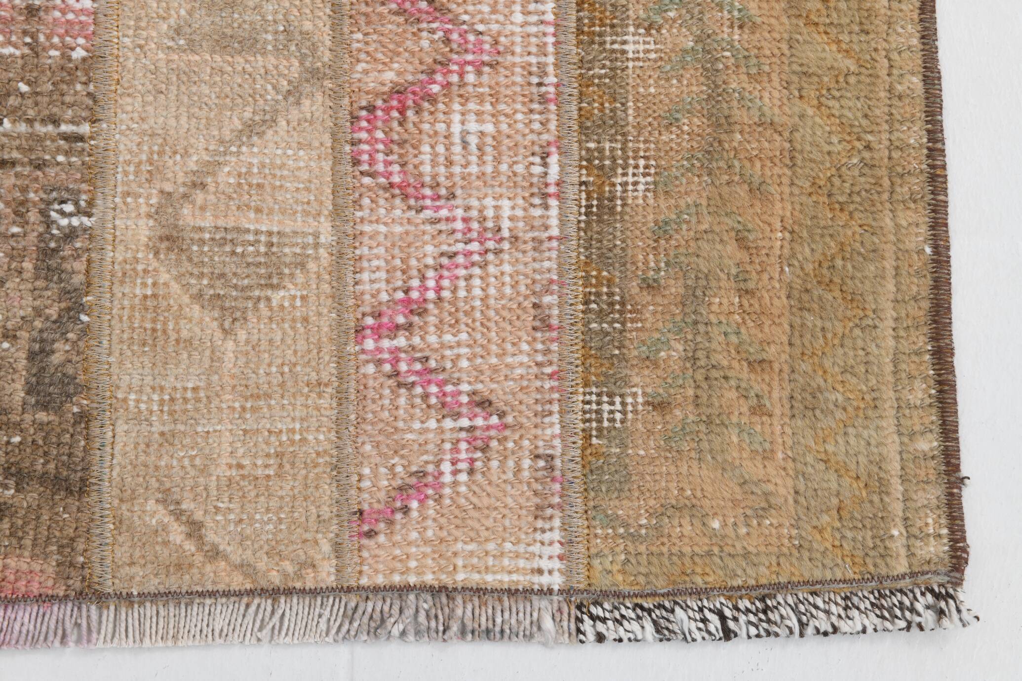 2x9 Brown Cream Persian Vintage Runner Rug, 65x265Cm