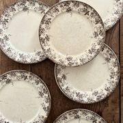 Set of 6 antique ironstone dinner plates, Alphand pattern