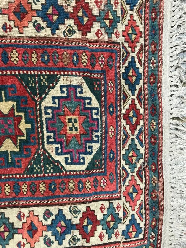 Tapis ancien caucasien kazak couloir 102x274 cm
