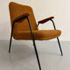 Vintage orange boucle armchair, French design from the 1950s.