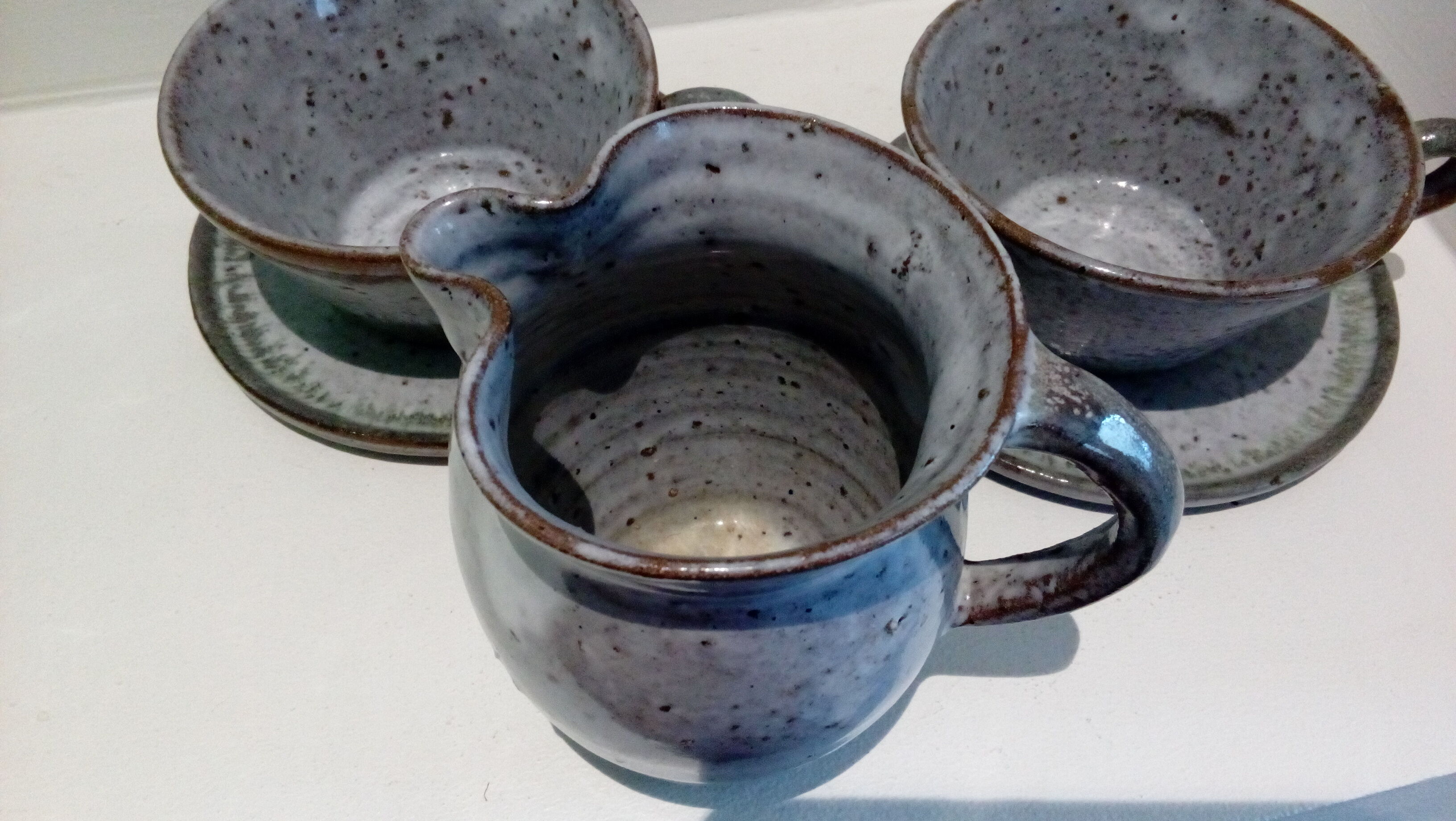 Sandstone cups and milk jar