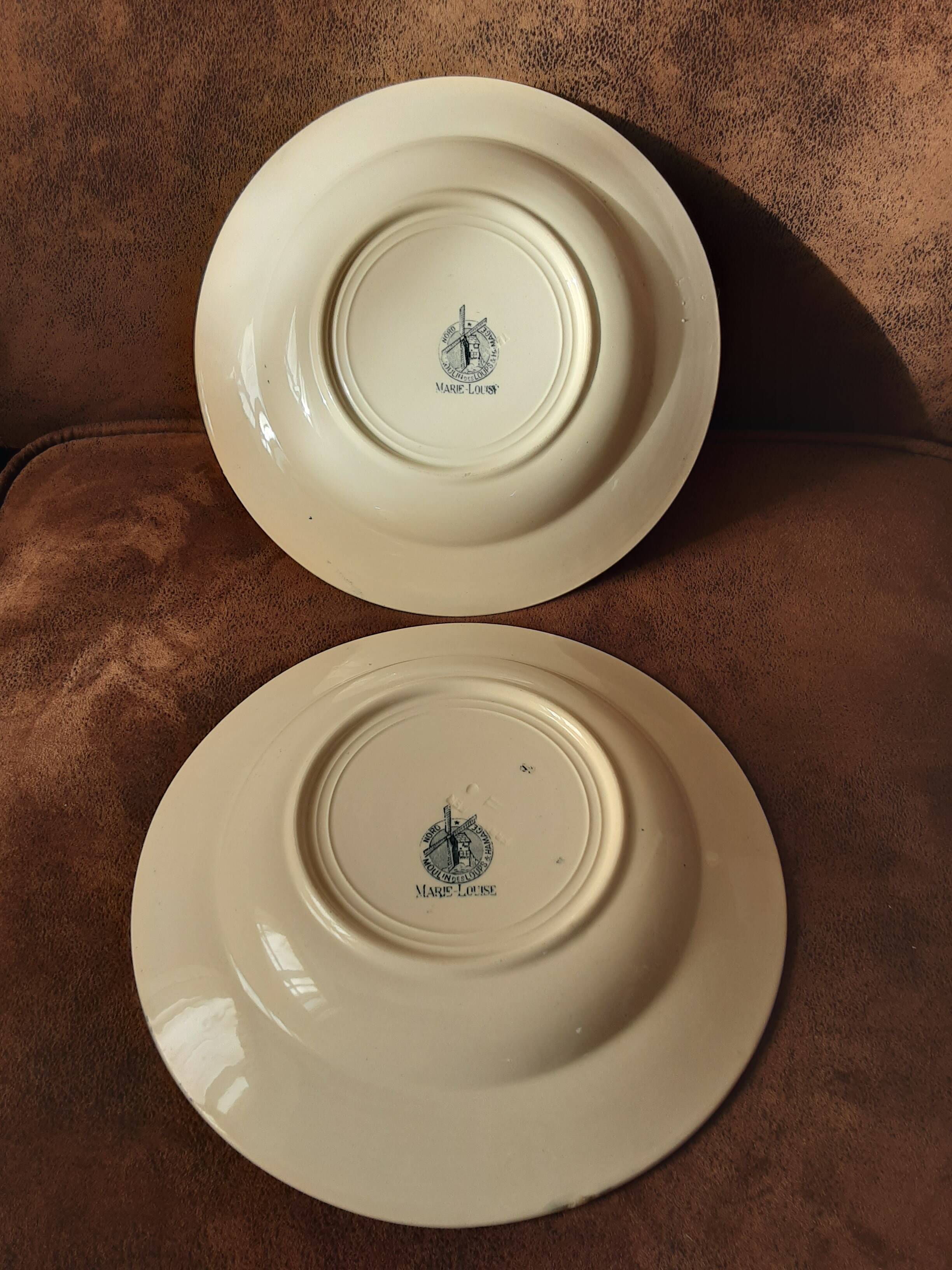 Set of 2 Moulin des loups Matrie Louise soup plates