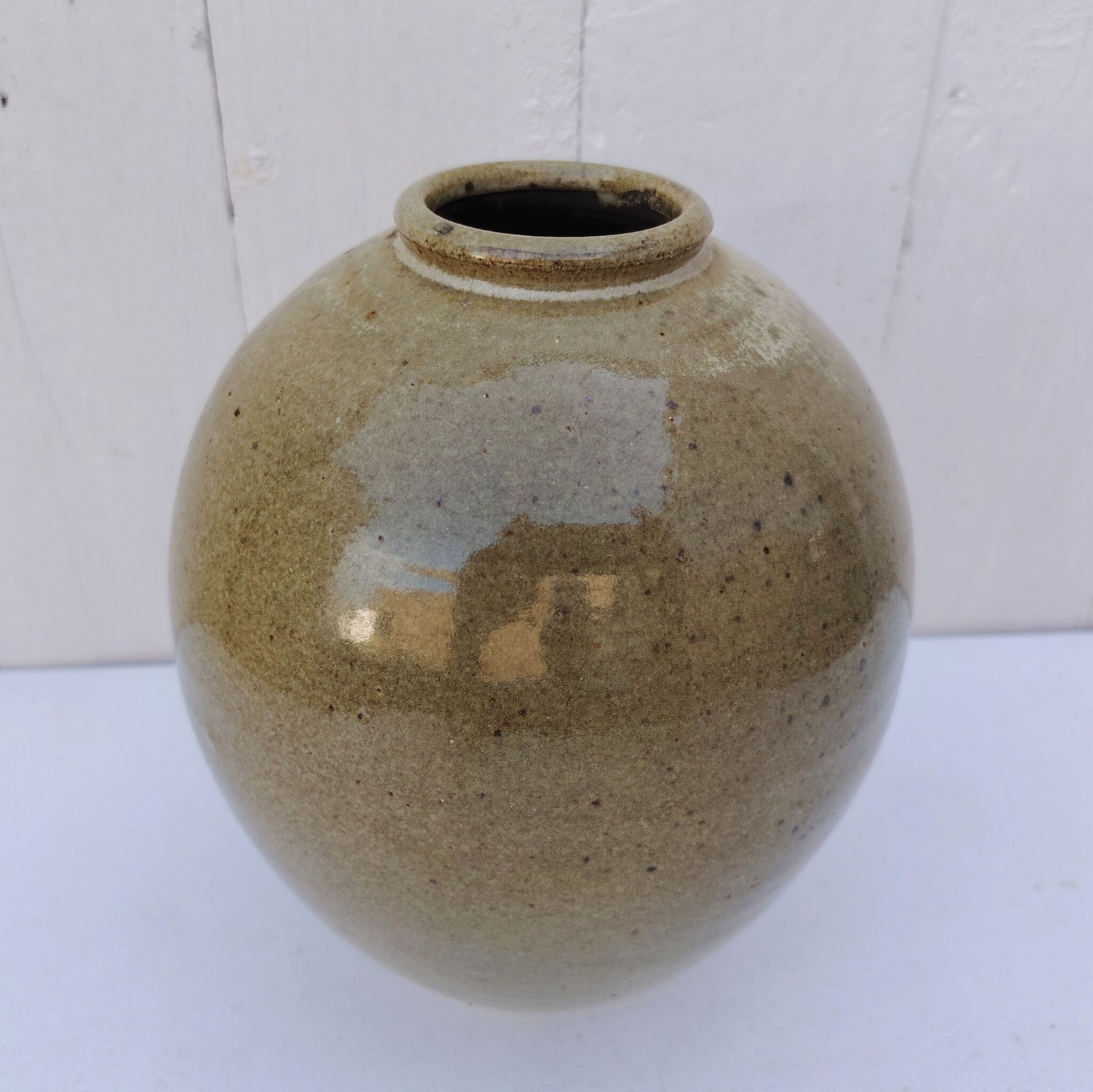 Vintage signed glazed stoneware vase.