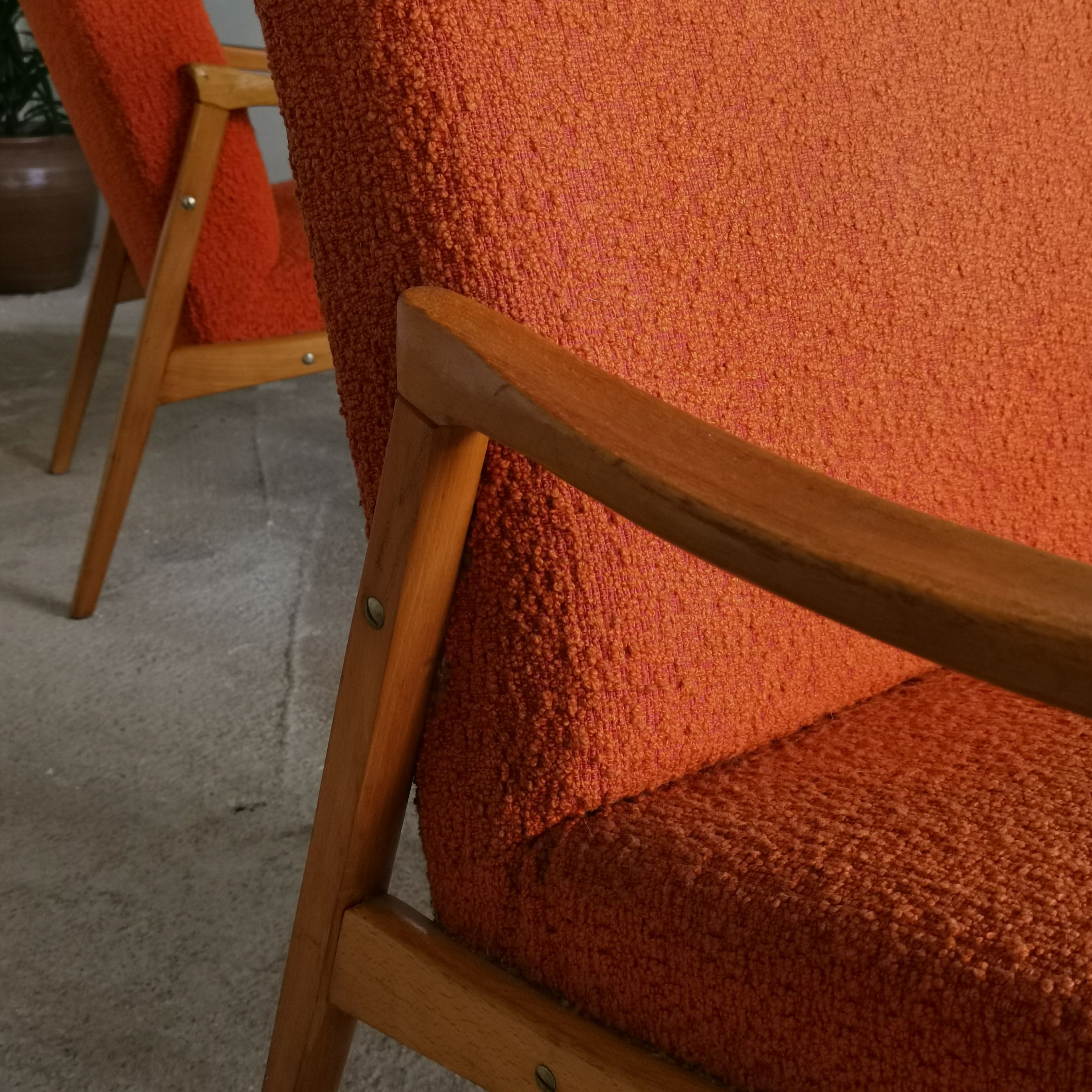 Pair of armchairs by Jiri Jiroutek for Interier Praha, orange color 1970
