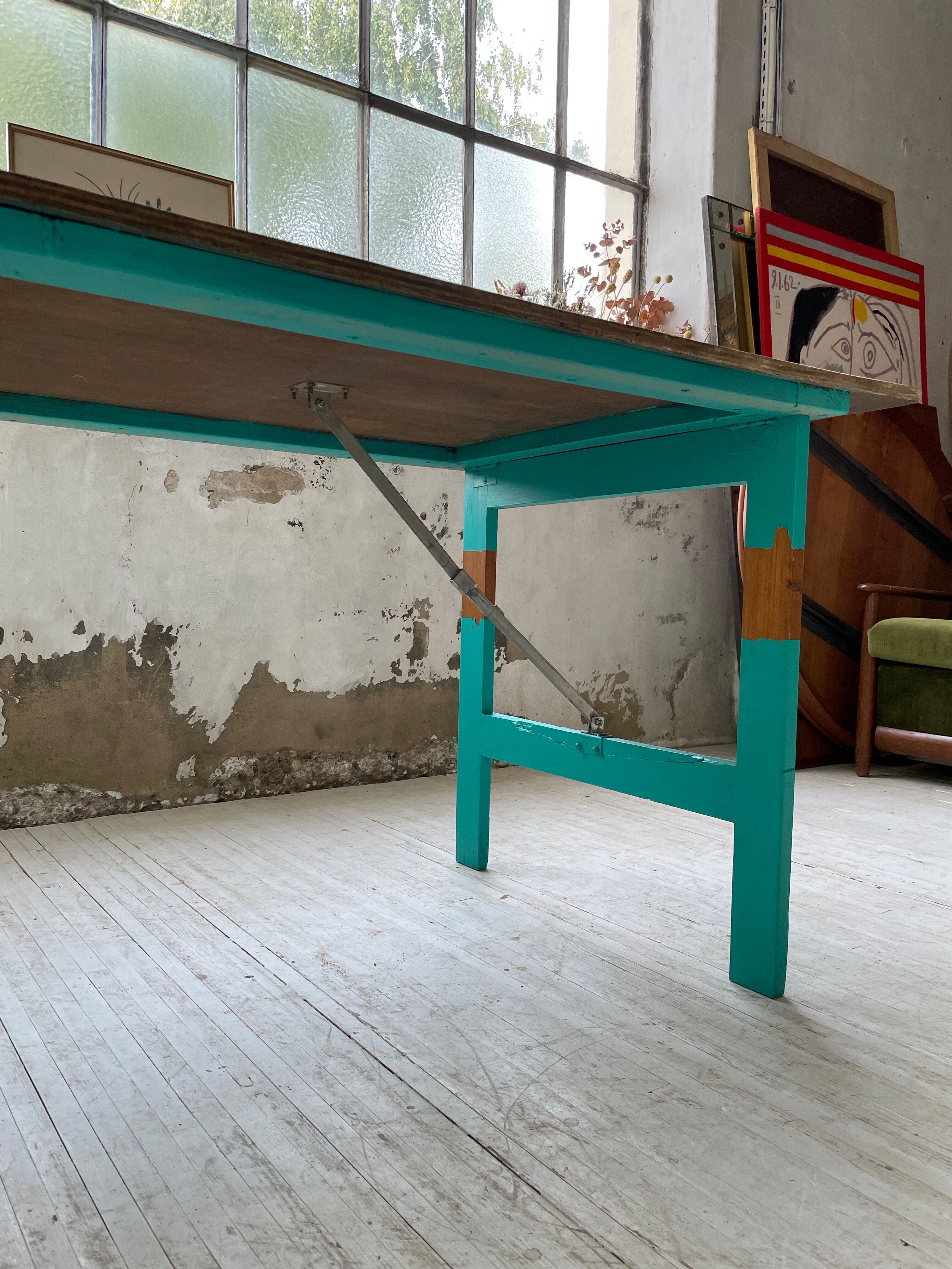 Vintage guinguette table 230 cm green