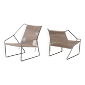 Paire de fauteuils en acier danois du milieu du siècle par Henning Flok