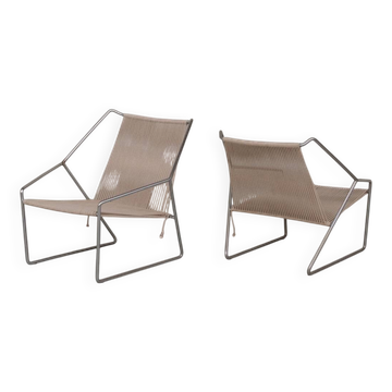 Pair of Mid-Century Danish Steel Armchairs by Henning Flok